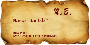 Mancz Bartó névjegykártya